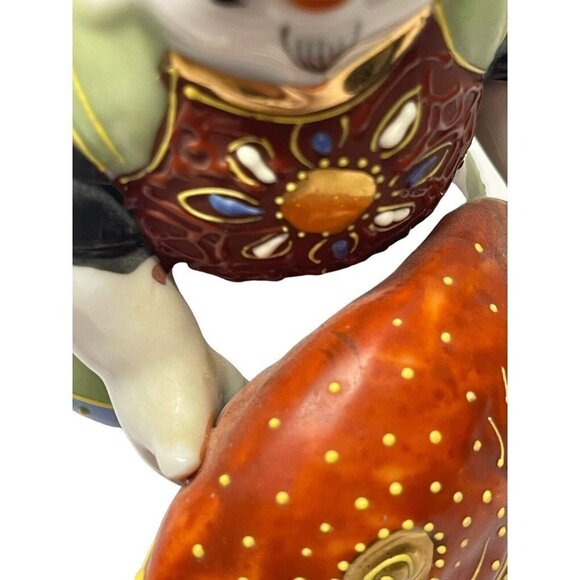 Japanese Figurine Kutani God of Prosperity w/Moriage Lucky God Vtg. 1960s - Picture 7 of 11